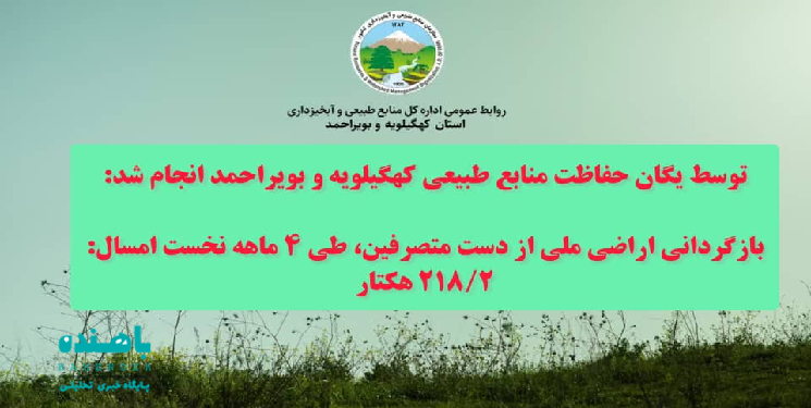۲۱۸ هکتار از اراضی ملی کهگیلویه و بویراحمد طی چهارماه رفع تصرف شد